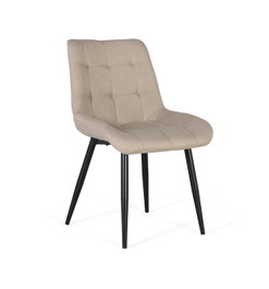 GINER Y COLOMER Lot de 2 chaises rembourrées en tissu beige avec piètement en acier noir et capitonné décoratif
